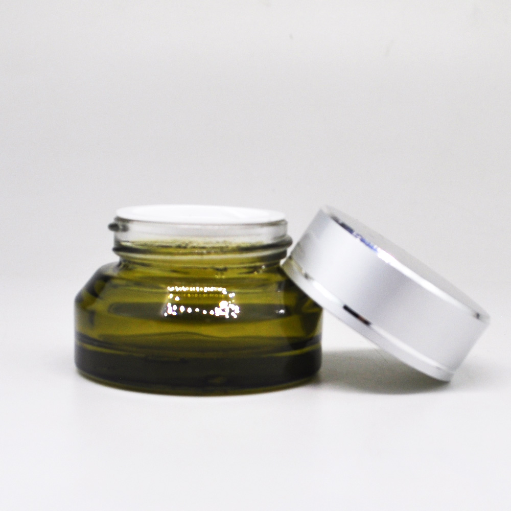 Luxury 15g 30g 50g glossy black green amber glass cosmetic jars for eye cream