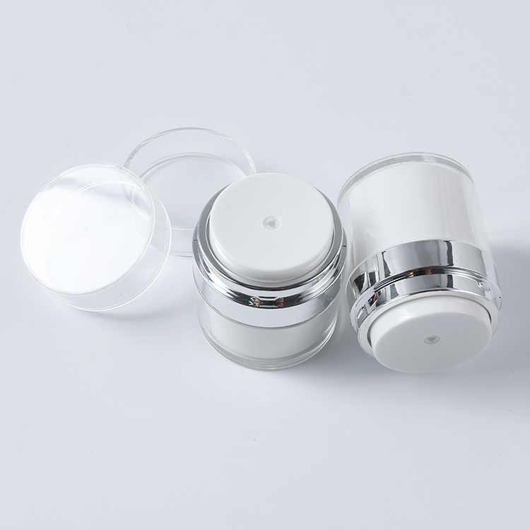 Luxury 15g 30g 50g press airless acrylic cream pump container jars for cosmetics personal care lotion packaging