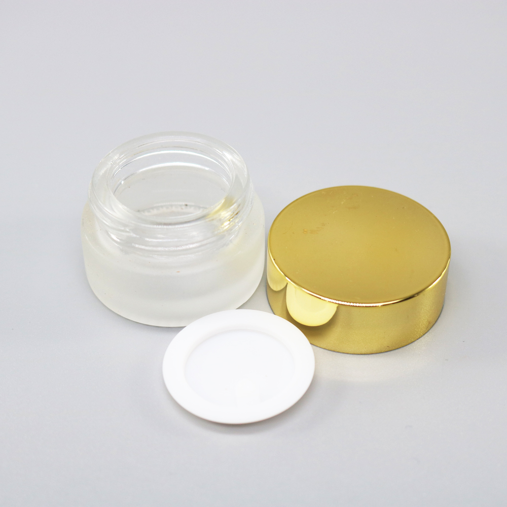 Luxury 15g Mini Clear Eye Cream Empty Round Glass Jar Cosmetic Packaging Pomade Container With Gold Lid