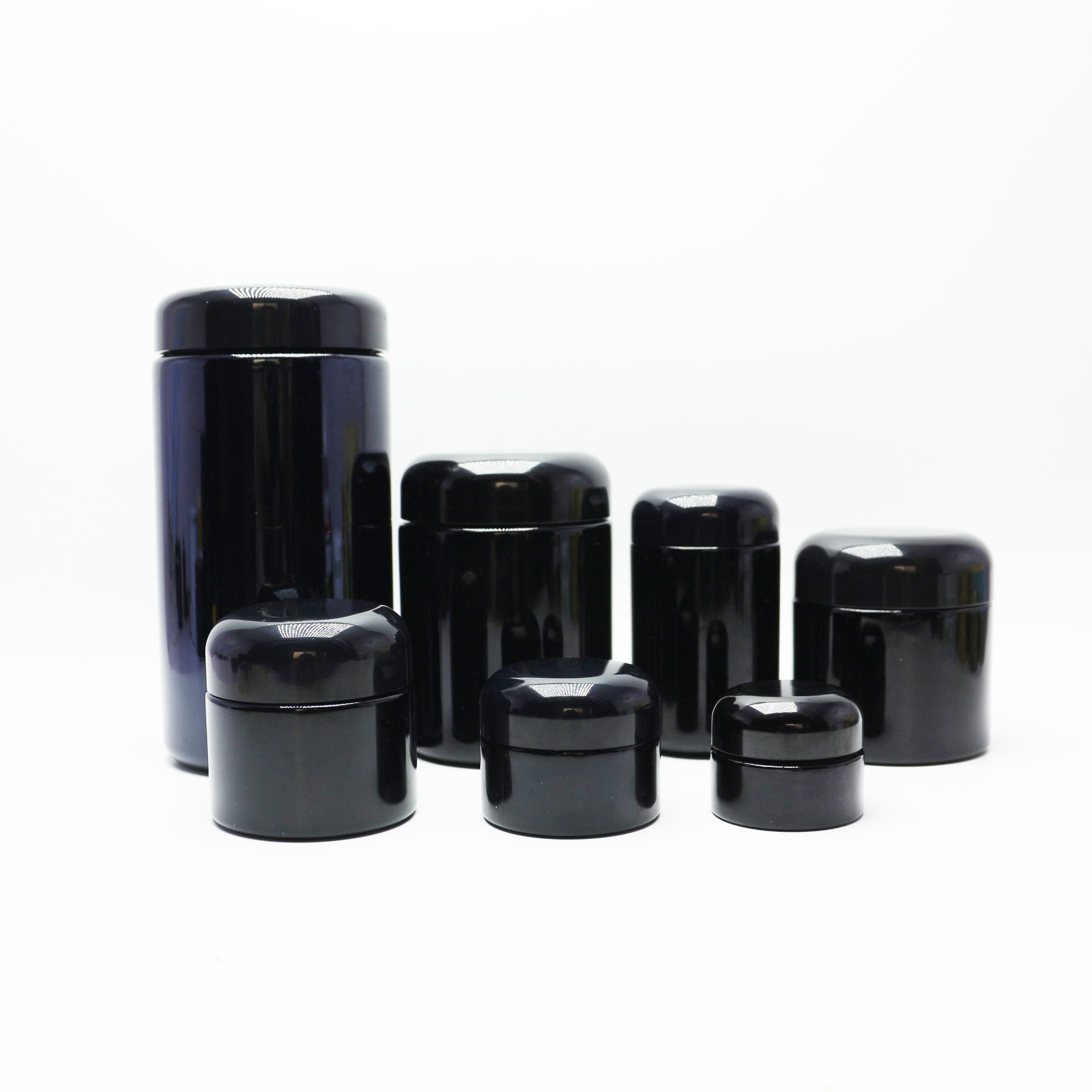 Luxury 15ml 30ml 50ml 100ml 200ml storage containers round dark violet black cosmetic cream glass jars DV-47S