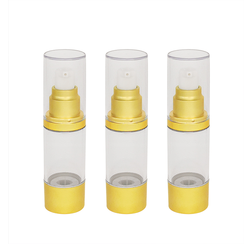 Luxury 15ml 30ml 50ml vacuum cosmetic packaging lotion cream makeup gold airless aluminum spray pump plastic bottle