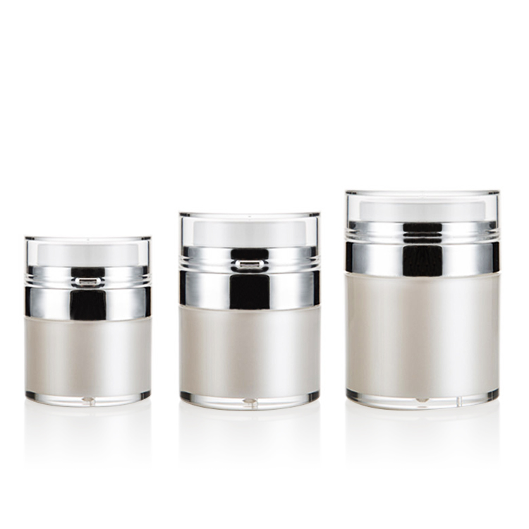 Luxury 15ml 30ml 50ml vacuum sealer white round cosmetic acrylic airless pump cream bottle jar with pump