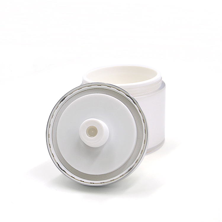 Luxury 15ml 30ml 50ml vacuum sealer white round cosmetic acrylic airless pump cream bottle jar with pump