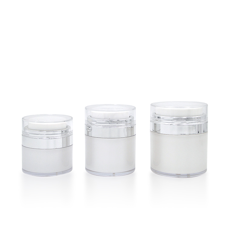 Luxury 15ml 30ml 50ml vacuum sealer white round cosmetic acrylic airless pump cream bottle jar with pump