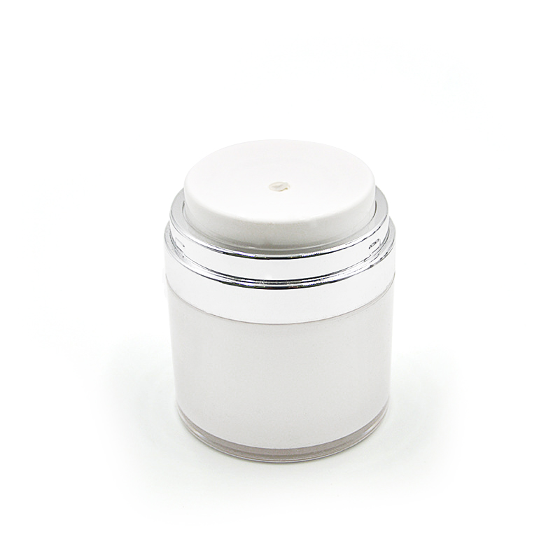 Luxury 15ml 30ml 50ml vacuum sealer white round cosmetic acrylic airless pump cream bottle jar with pump