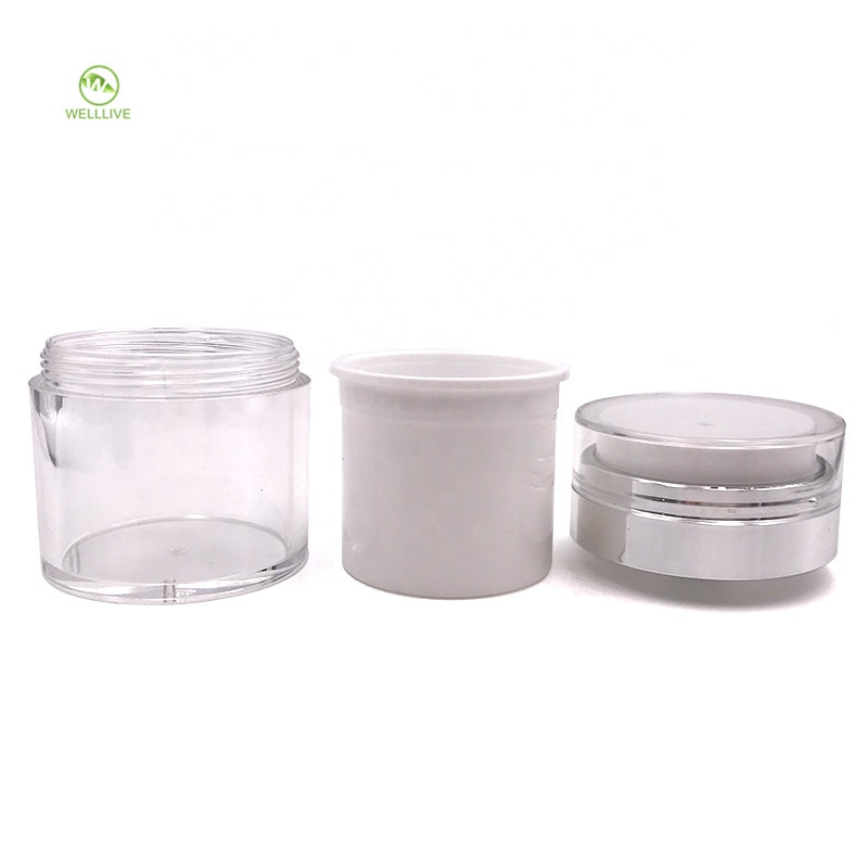 Luxury 15ml 30ml 50ml white acrylic plastic airless airtight empty container jar for cosmetic serum packaging