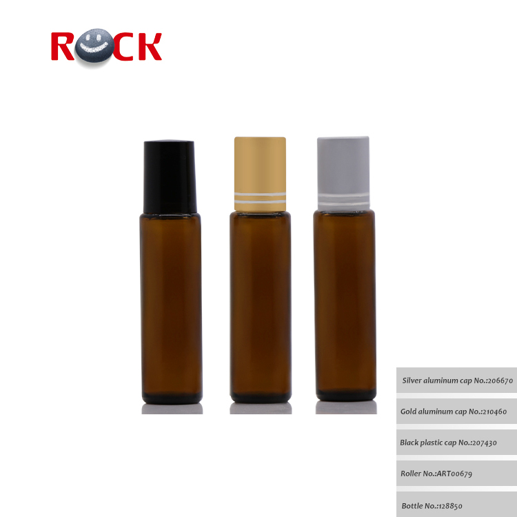 Luxury 15ml Amber Glass Roll On Essential Oil Bottle With Roller Ball