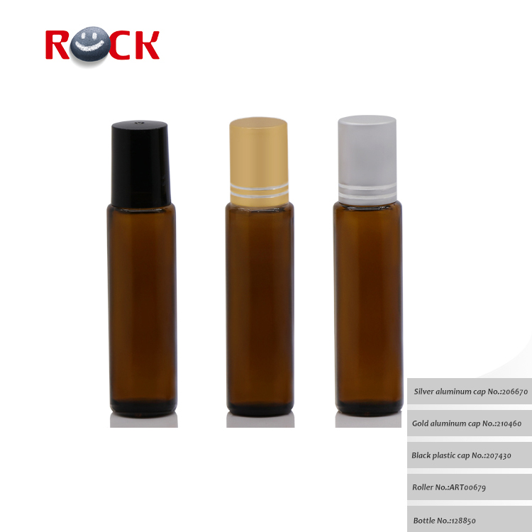 Luxury 15ml Amber Glass Roll On Essential Oil Bottle With Roller Ball