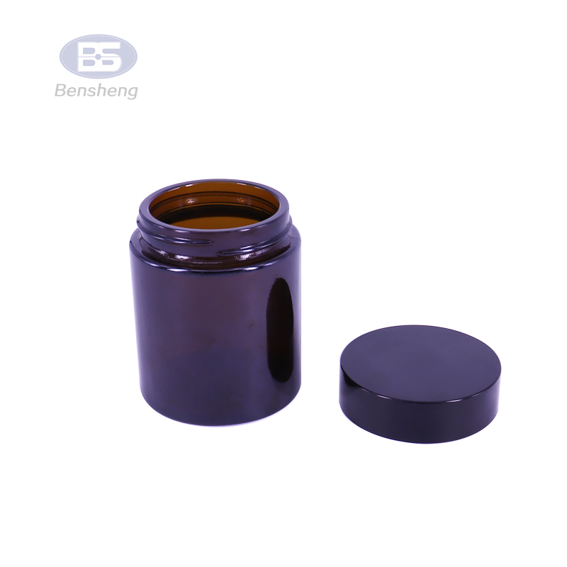 Luxury 1oz 2oz 3oz 4oz 5oz 6oz 7oz 8oz tall weed jar container concentrate amber glass jars with black plastic round cap