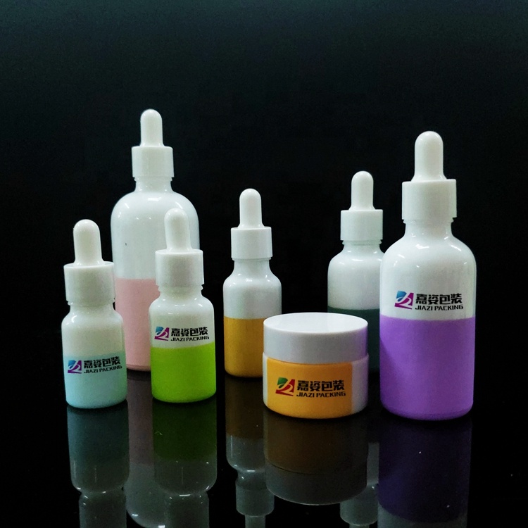 Luxury 1oz white Ceramic glass skincare packaging essential oil ceramic white dropper bottles for oil