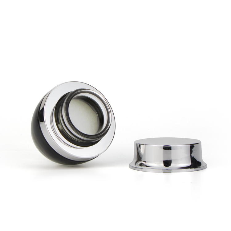 Luxury 20g 30g 50g graduated black wide mouth empty cosmetic packaging face cream jars with silver screw top lid