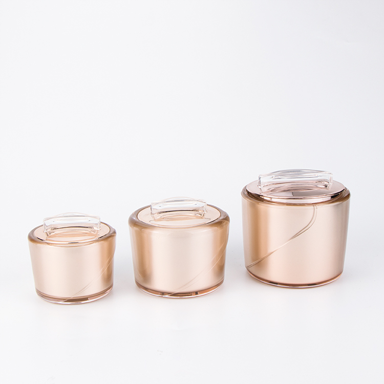 Luxury 20g 30g 50g skin care cream packaging shiny gold double wall cosmetic acrylic jar