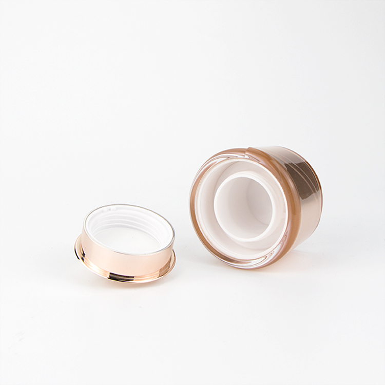 Luxury 20g 30g 50g skin care cream packaging shiny gold double wall cosmetic acrylic jar