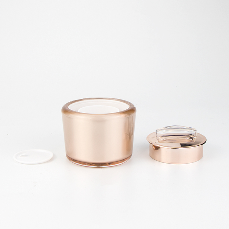 Luxury 20g 30g 50g skin care cream packaging shiny gold double wall cosmetic acrylic jar