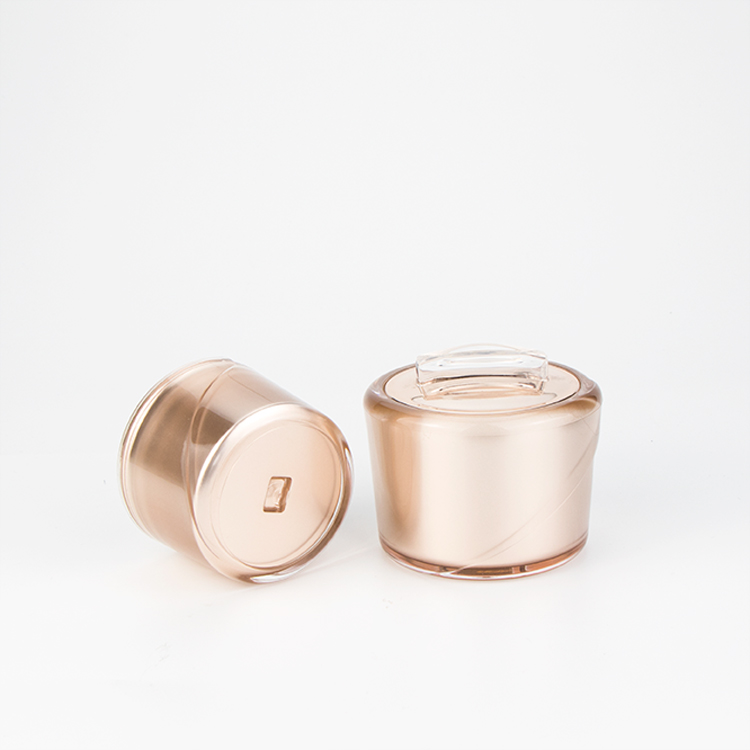 Luxury 20g 30g 50g skin care cream packaging shiny gold double wall cosmetic acrylic jar