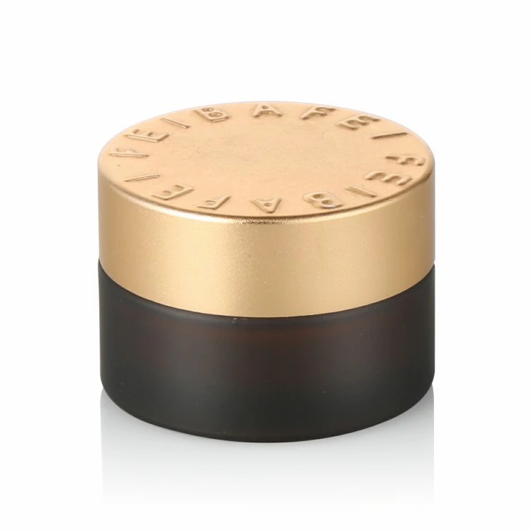 Luxury 20g Amber Frosted Cream Glass Jar With Gold Aluminum Lid Embossed Logo 5g 10g 20g 30g 100g 200g Also Available