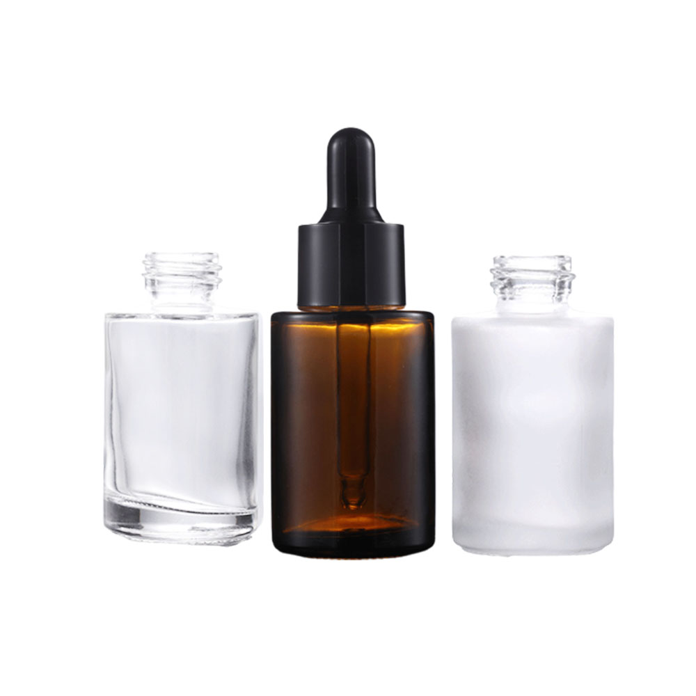 Luxury 20ml 30ml 40ml 50ml 60ml 80ml flat shoulder Dropper bottle serum essential oil liquid bottle with pipette dropper