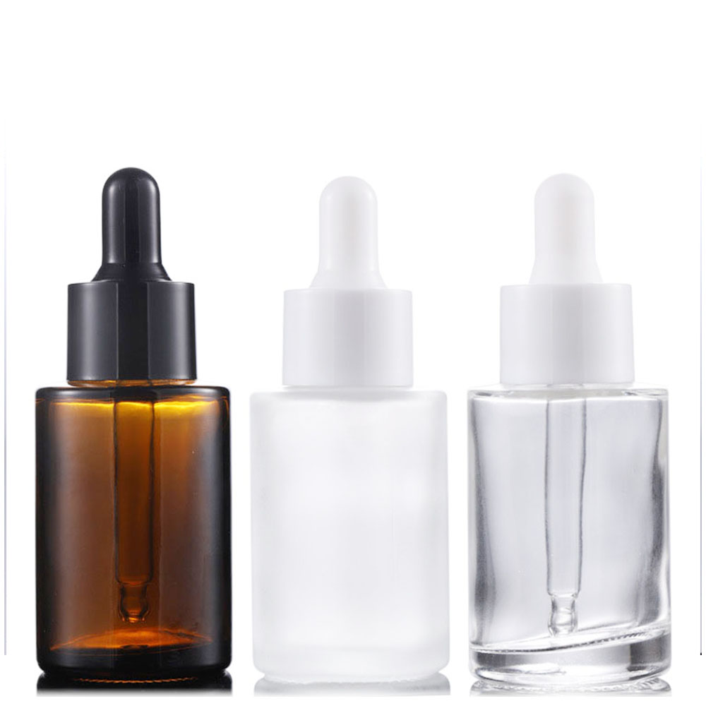 Luxury 20ml 30ml 40ml 50ml 60ml 80ml flat shoulder Dropper bottle serum essential oil liquid bottle with pipette dropper