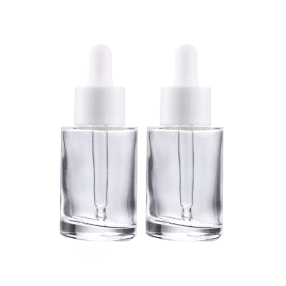 Luxury 20ml 30ml 40ml 50ml 60ml 80ml flat shoulder Dropper bottle serum essential oil liquid bottle with pipette dropper