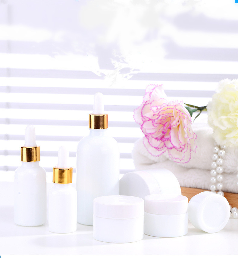 Luxury 20ml 30ml 50ml 100ml white porcelain opal white ceramic bottle for cosmetic serum empty 30ml 50ml 100ml cream jar