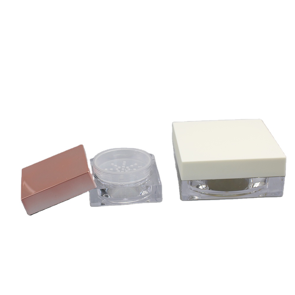 Luxury 20ml 30ml 50ml Capacity Flat Square Shape Clear Plastic Loose Powder Jar