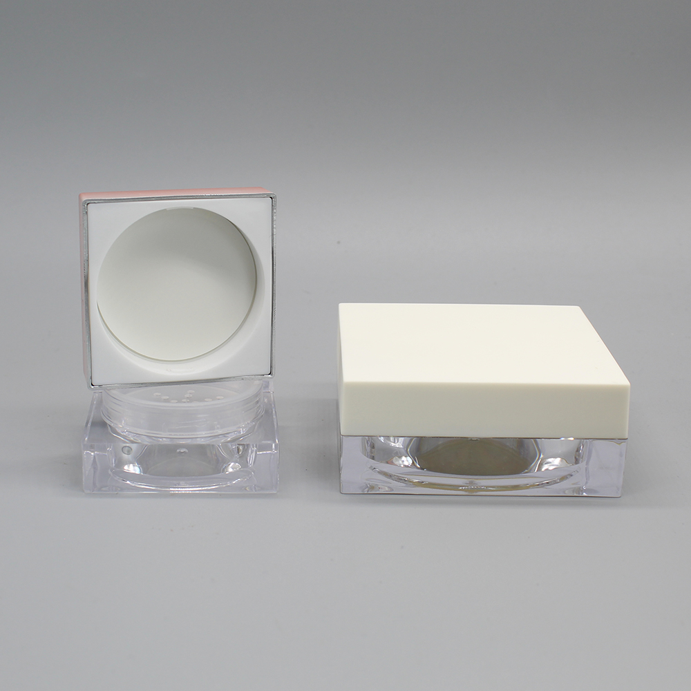 Luxury 20ml 30ml 50ml Capacity Flat Square Shape Clear Plastic Loose Powder Jar