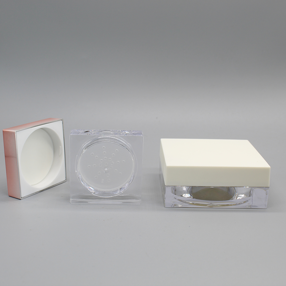 Luxury 20ml 30ml 50ml Capacity Flat Square Shape Clear Plastic Loose Powder Jar