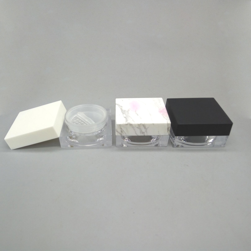 Luxury 20ml 30ml 50ml Capacity Flat Square Shape Clear Plastic Loose Powder Jar