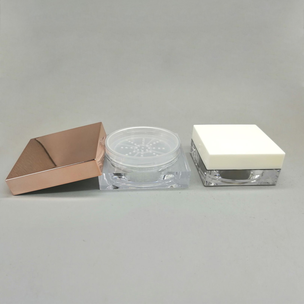 Luxury 20ml 30ml 50ml Capacity Flat Square Shape Clear Plastic Loose Powder Jar