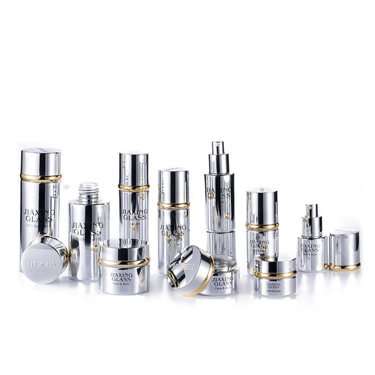 Luxury 20ml 30ml 50ml korea silver round shape skin care empty face body hand lotion packaging bottle and cream jars