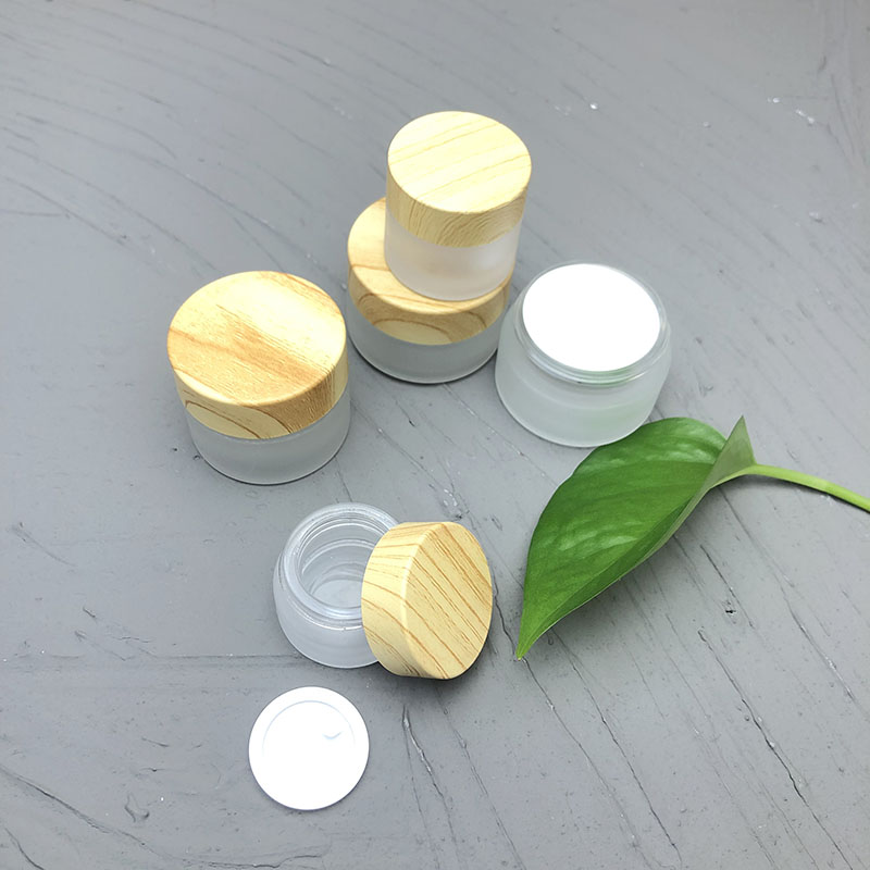 Luxury 20ml body cream jar with grain coating cap cosmetic bamboo cream jar Makeup 20g jar cream