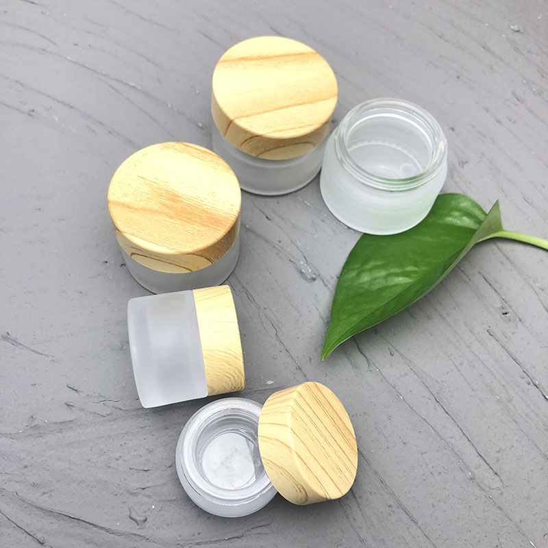 Luxury 20ml body cream jar with grain coating cap cosmetic bamboo cream jar Makeup 20g jar cream