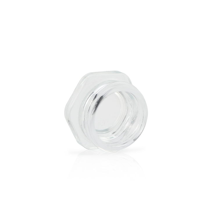Luxury 3 5 7 g mini cbd weed wax oil glass container small hexagon childproof jar for concentrates with black lid