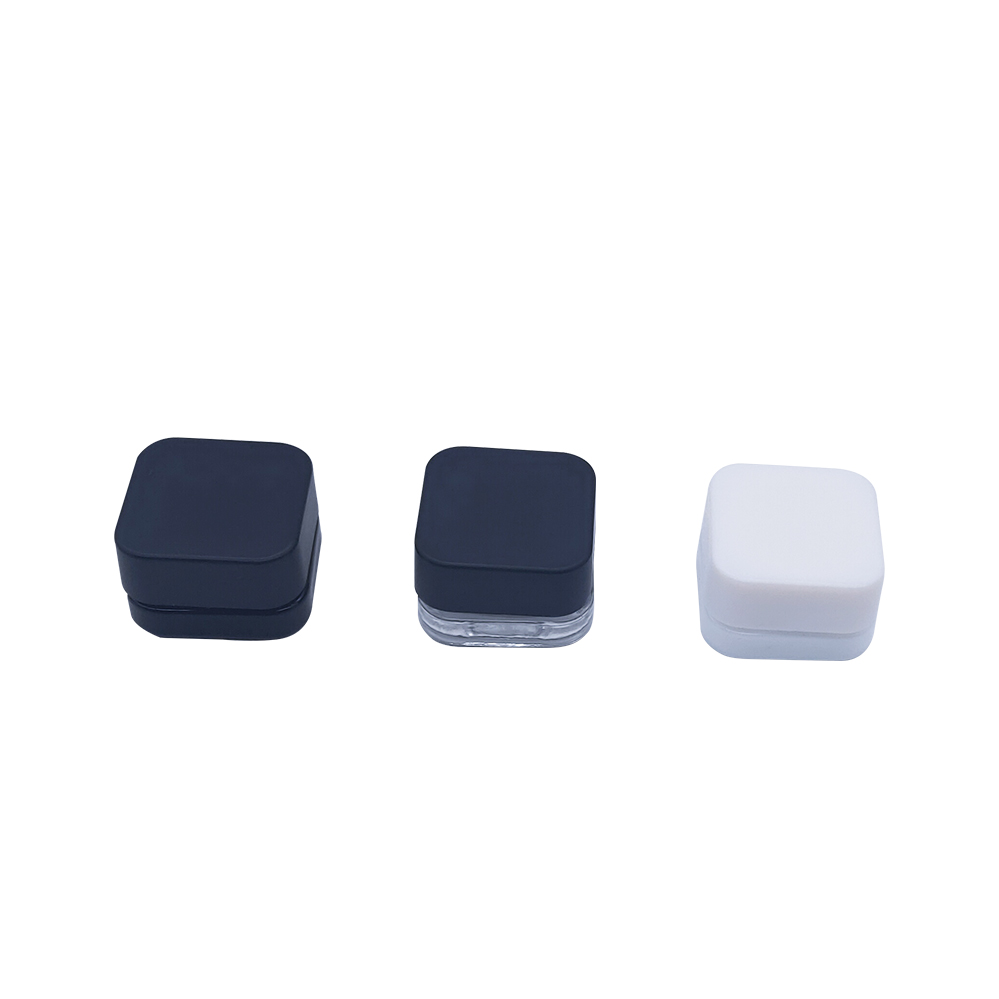 Luxury 3 5 7 gram mini cbd wax oil smell proof container clear black glass jar childproof lids