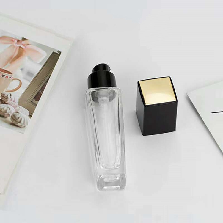 Luxury 30-40ml Clear Frosted Glass Pump Bottle for Liquid Foundation Glass Serum Bottle with ABS Pump