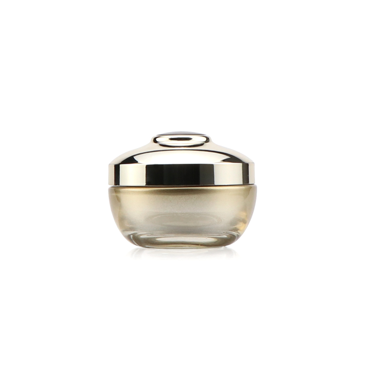 Luxury 30 g 1.7 fl oz 50 g empty custom clear frosted glass face cream jar with golden lid airtight cosmetic packaging jar