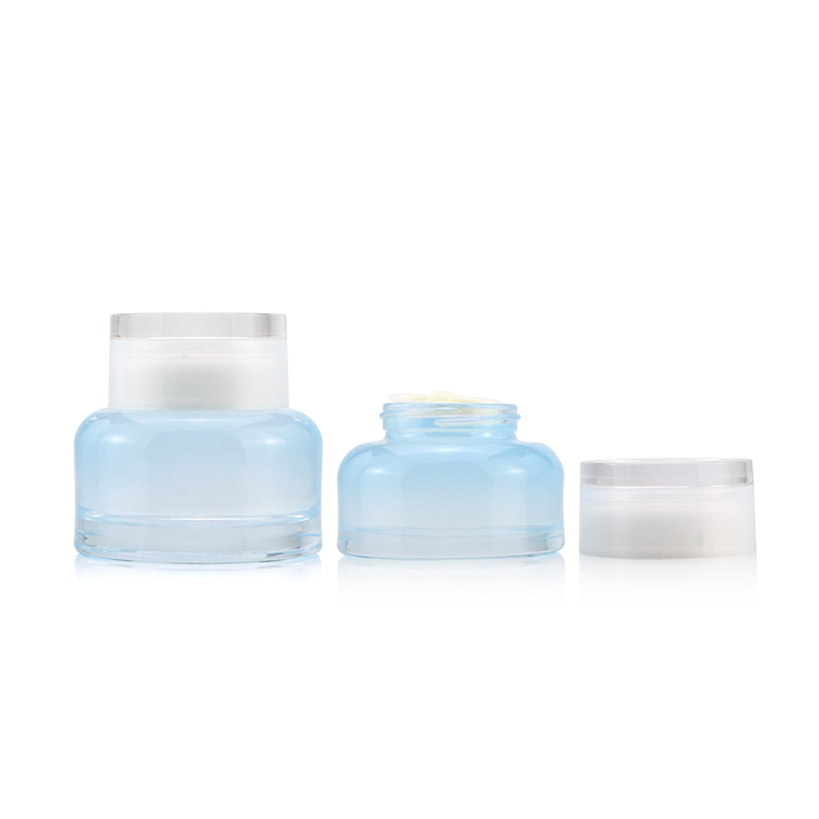 Luxury 30 gram 50ml empty cosmetic container face cream glass jar bottle with white lid for skin care