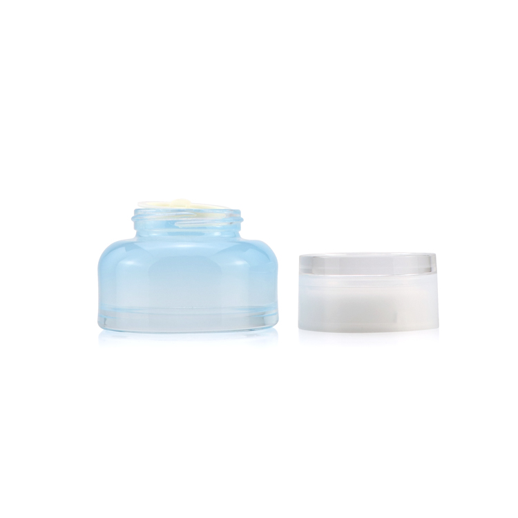 Luxury 30 gram 50ml empty cosmetic container face cream glass jar bottle with white lid for skin care