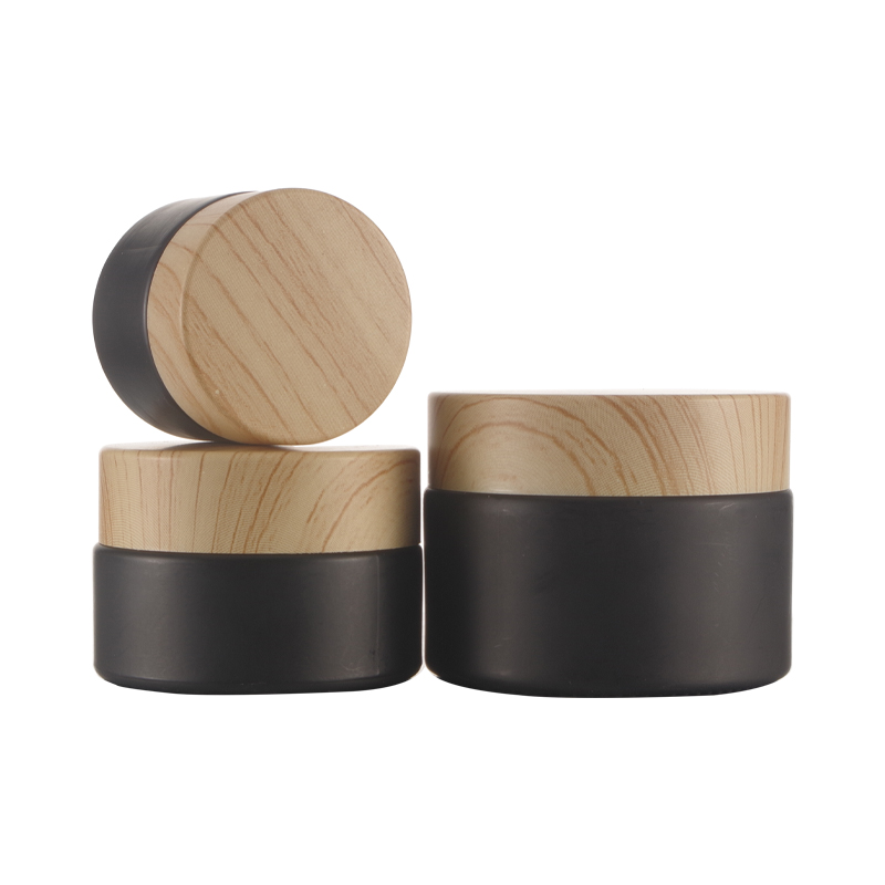 Luxury 30ML 50ML Cream Jar Container Cosmetic Clear Glass Cream Jar With Wood Lid
