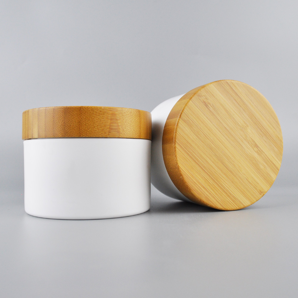 Luxury 30g 50g 100g 150g 250g plastic white face cream cosmetic jars with bamboo lids