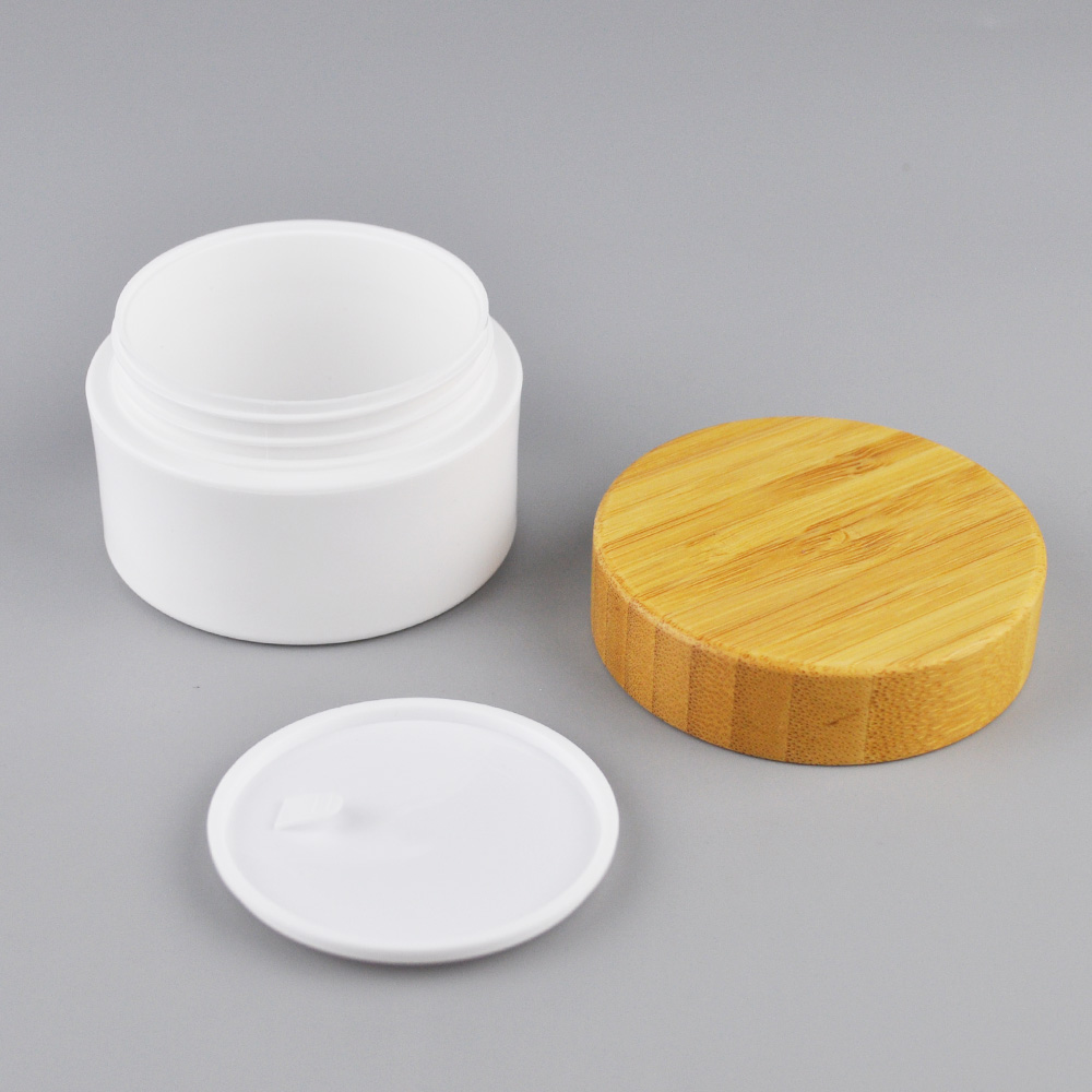 Luxury 30g 50g 100g 150g 250g plastic white face cream cosmetic jars with bamboo lids
