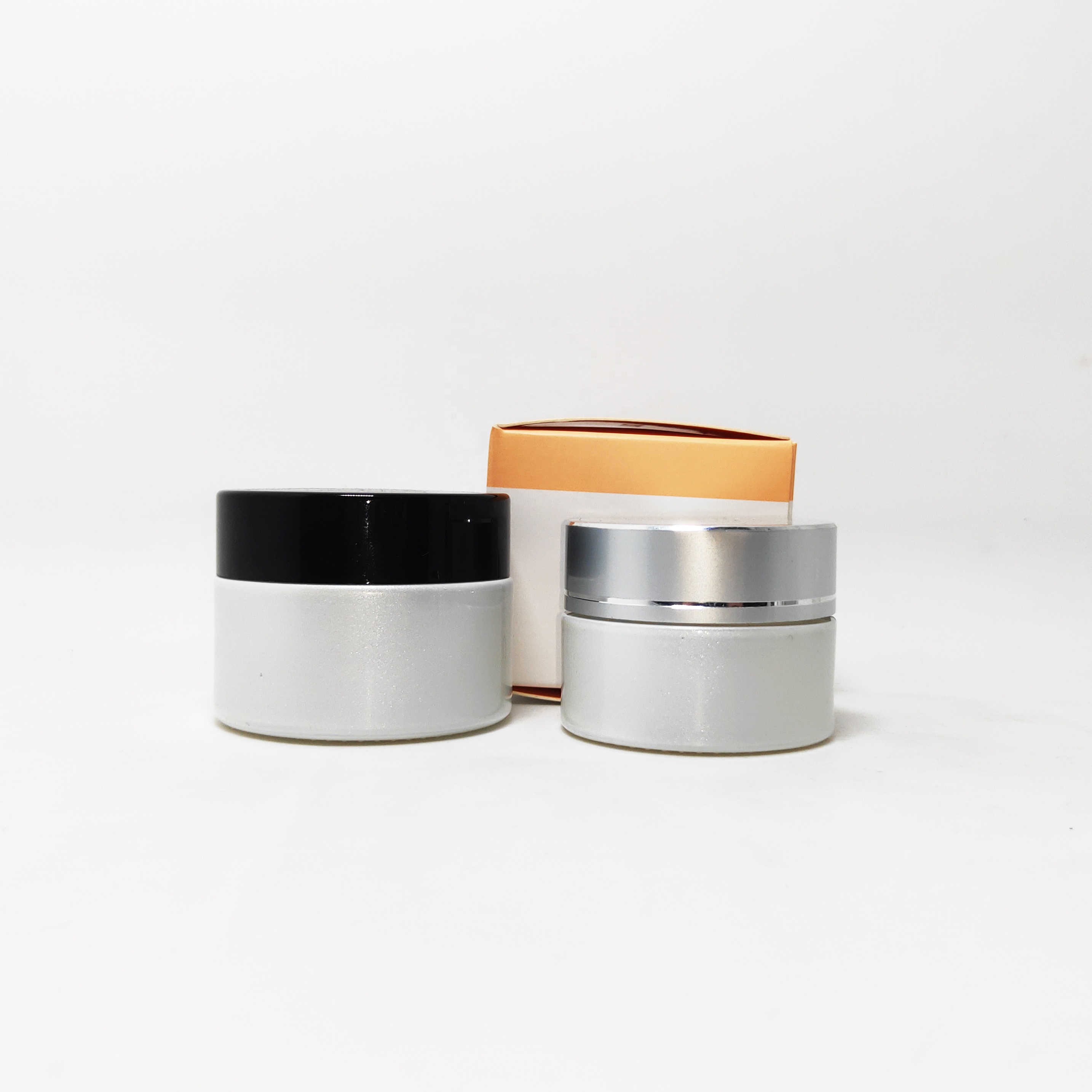 Luxury 30g 50g 60g cosmetic coloured glass jars with packaging paper box