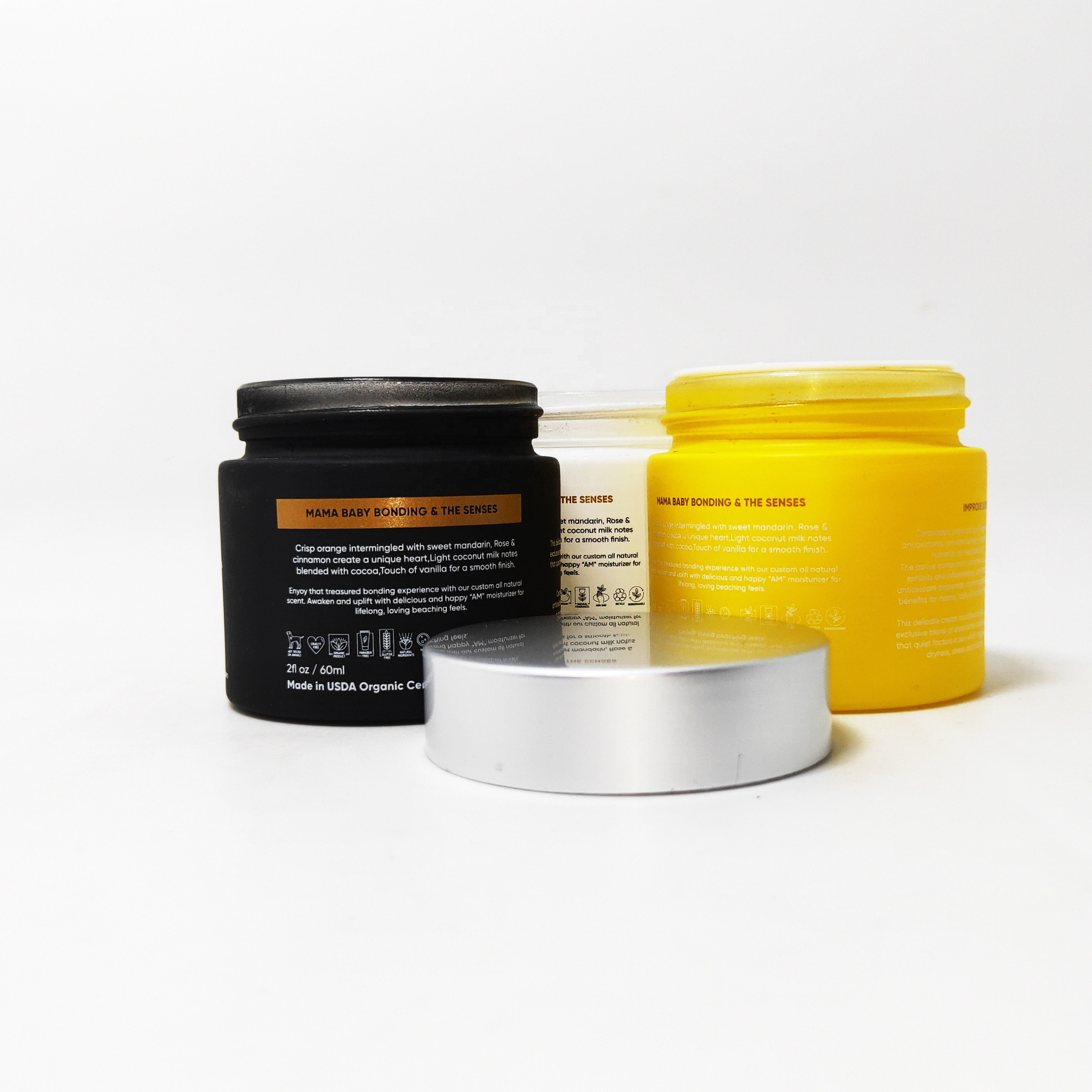 Luxury 30g 50g 60g cosmetic coloured glass jars with packaging paper box