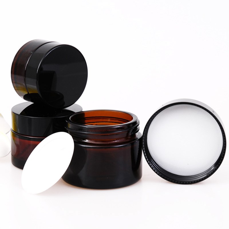 Luxury 30g 50g glass cream jar Amber cream jar gold lid cream jar with screw lid