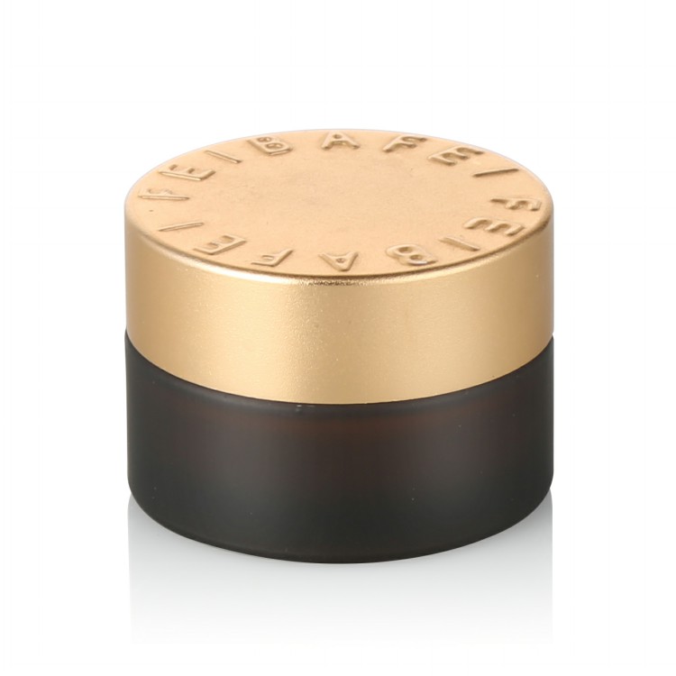 Luxury 30g 50g skin care glass cosmetic jar matte brown cosmetics glass jar with aluminum lid