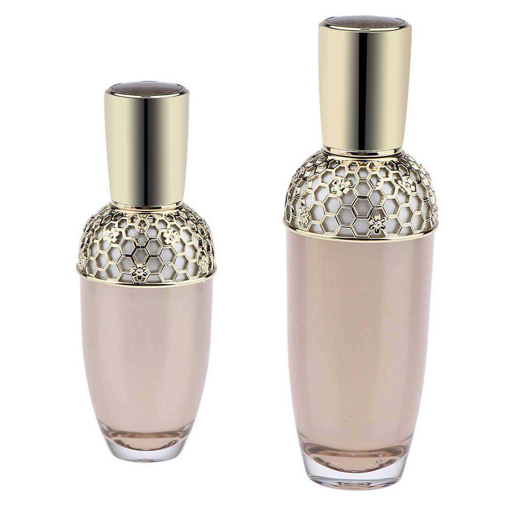 Luxury 30g 50ml 80ml 100ml gold color body acrylic lotion pump bottle face cream jars skin care round bottle set squeeze bottle