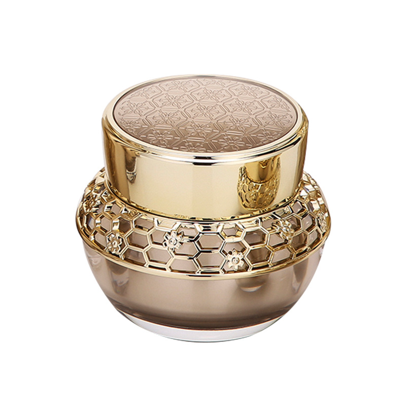 Luxury 30g 50ml 80ml 100ml gold color body acrylic lotion pump bottle face cream jars skin care round bottle set squeeze bottle