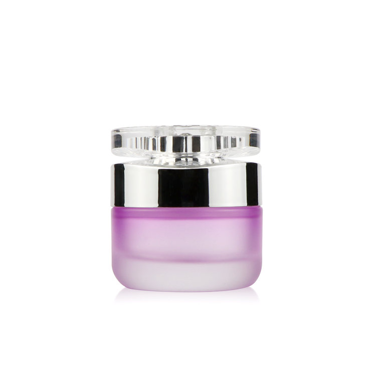 Luxury 30g 50ml empty frosted face cream glass container pink matte cosmetic packaging with acrylic lids