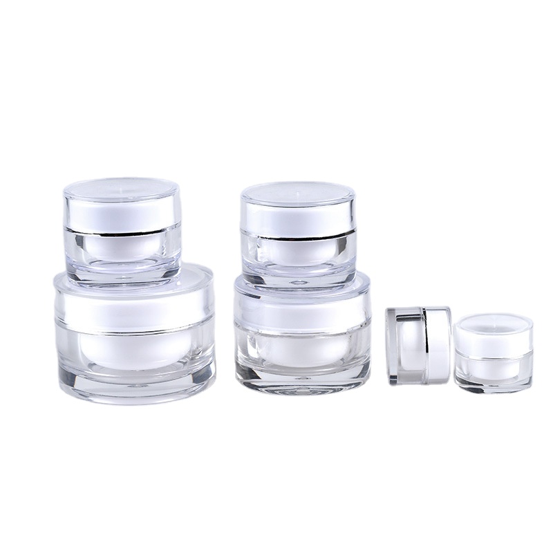 Luxury 30g plastic white acrylic essence cream jar/empty cosmetic container /recycled eye cream box