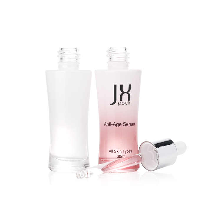 Luxury 30ml 1 fl oz empty pink gradient color glass packaging hair dropper bottle for skin care oil